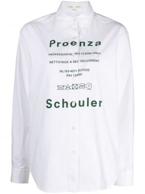 Bavlnená košeľa s potlačou Proenza Schouler biela