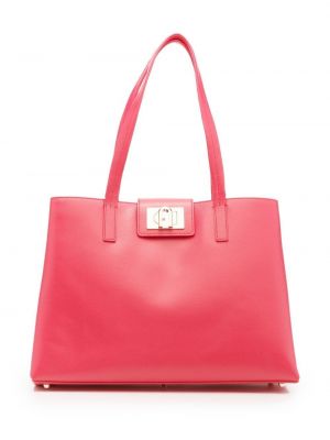 Lær shoppingbag Furla rosa