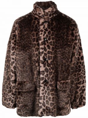 Abrigo de pelo con estampado leopardo Needles marrón