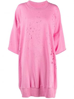 Šaty s oděrkami Mm6 Maison Margiela růžové