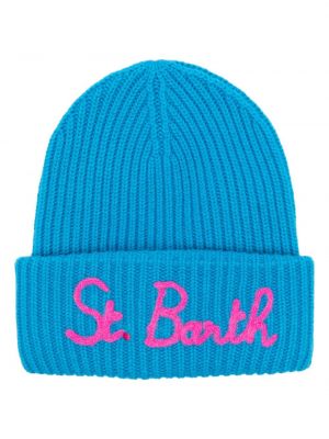 Плетена шапка бродирана Mc2 Saint Barth синьо