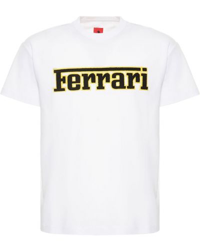 Памучна тениска от джърси Ferrari черно