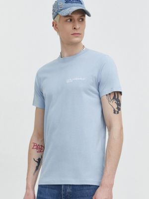 Bavlněné tričko s aplikacemi Karl Lagerfeld Jeans modré