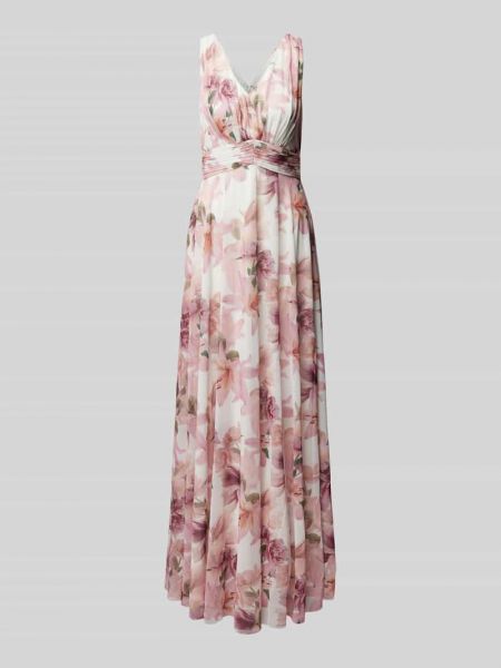 Sukienka długa w kwiatki Christian Berg Cocktail różowa