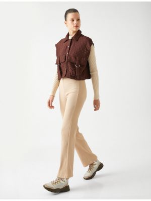Manšestrové rovné kalhoty s vysokým pasem Koton
