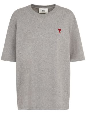Camisa de algodón de tela jersey Ami Paris gris