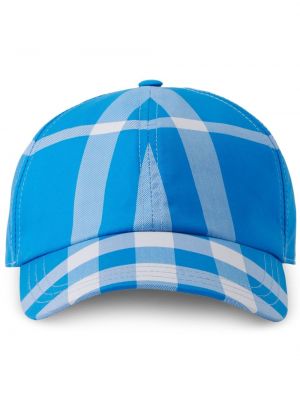 Карирана памучна шапка с козирки Burberry синьо