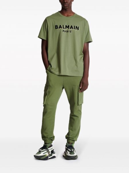 Bavlněné tričko Balmain zelené
