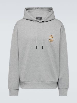 Jersey hoodie mit stickerei Dolce&gabbana grau