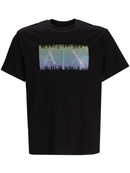 Kokvilnas t-krekls ar apdruku Armani Exchange melns