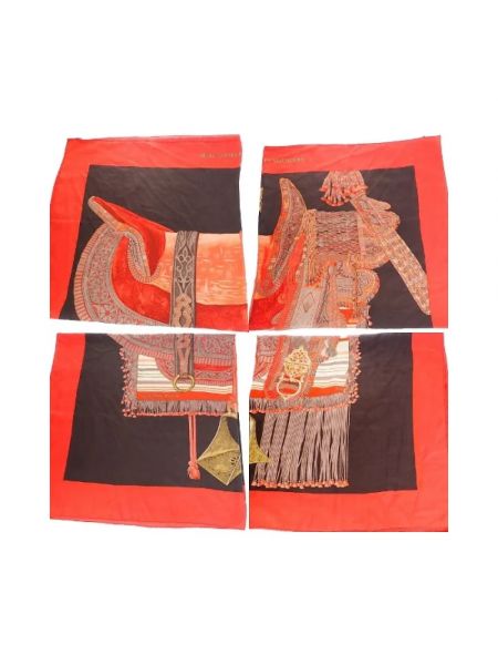 Bufanda de cachemir con estampado de cachemira Hermès Vintage rojo