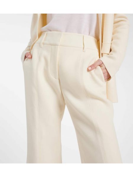 Pantaloni cu talie înaltă de lână Gabriela Hearst alb