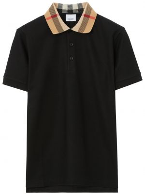 Карирана памучна поло тениска Burberry черно