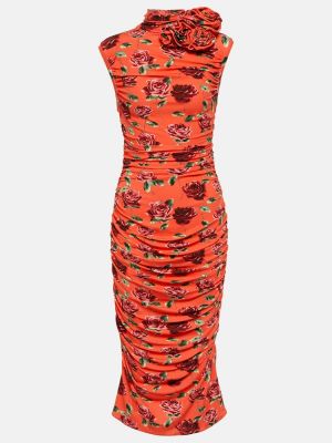 Midi haljina s cvjetnim printom s printom Magda Butrym crvena