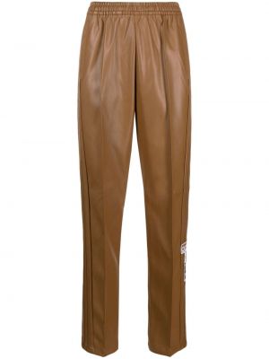 Pantaloni din piele cu dungi Adidas maro