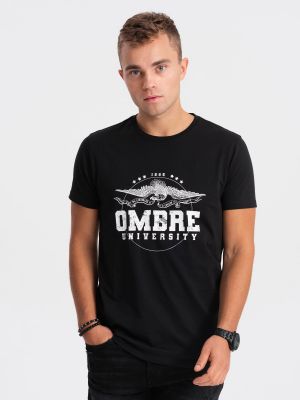 Raštuotas medvilninis polo marškinėliai Ombre juoda