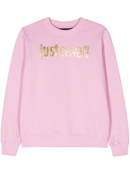 Raštuotas medvilninis džemperis Just Cavalli rožinė