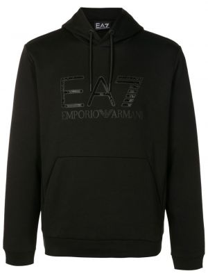 Langes sweatshirt mit stickerei Ea7 Emporio Armani schwarz