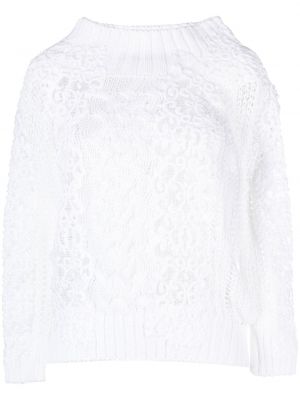 Čipkovaný bavlnený sveter Ermanno Scervino biela
