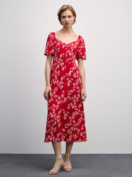 Платье миди в цветочек с принтом Zarina красный