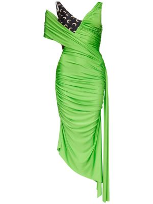 Drapované viskózové midi šaty jersey Marine Serre zelené