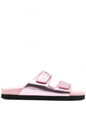 Leder sandale ohne absatz mit print Palm Angels pink