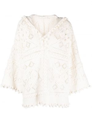 Плетен памучен суичър с качулка Zimmermann бяло