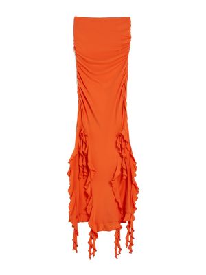 Rochie de vară fără mâneci cu volane din poliester Bershka - portocaliu