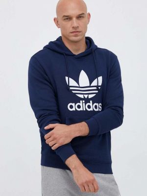 Pamučna hoodie s kapuljačom Adidas Originals plava