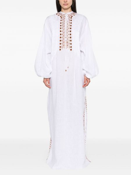 Lněné dlouhé šaty Ermanno Scervino bílé