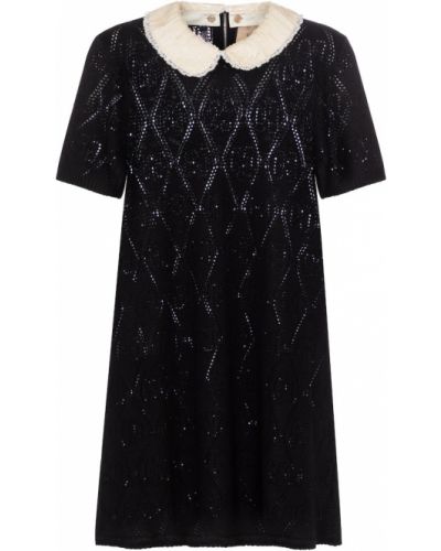 Mini robe en laine à imprimé Gucci noir