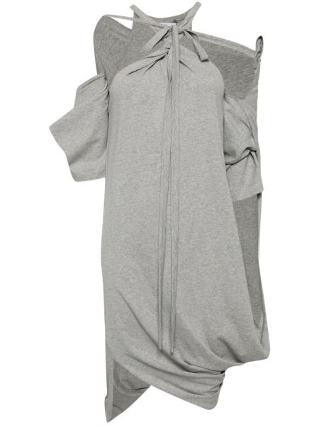 Asimetrična obleka z draperijo Pushbutton siva