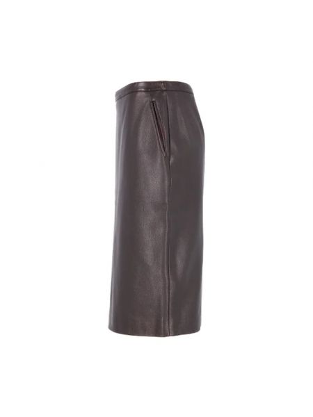 Falda de cuero Hermès Vintage marrón