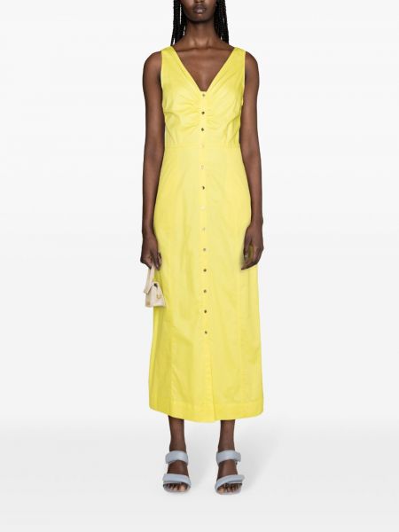 Bavlněné dlouhé šaty s výstřihem do v Karl Lagerfeld žluté