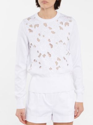 Bavlněný svetr s výšivkou Dolce&gabbana bílý