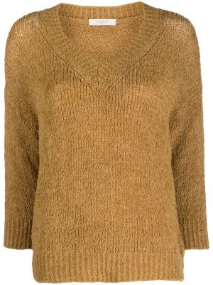 Пуловер с v-образно деколте Zanone кафяво