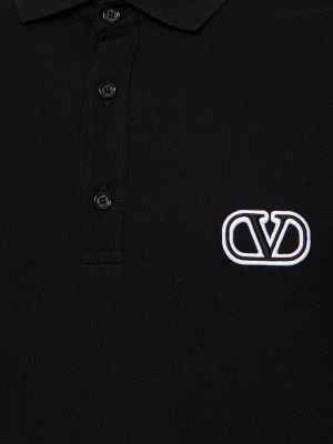 Памучна поло тениска Valentino черно