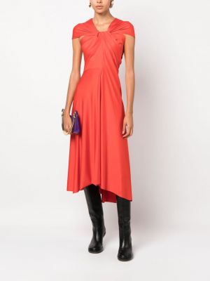 Drapiruotas asimetriškas midi suknele Victoria Beckham raudona