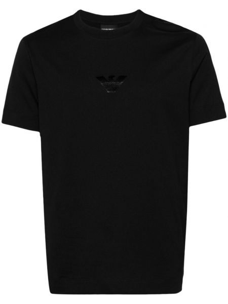 Памучна тениска Emporio Armani черно