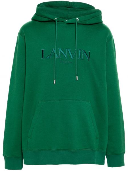 Medvilninis siuvinėtas džemperis su gobtuvu Lanvin žalia
