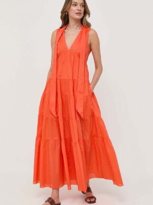 Pamučna maksi haljina Max&co narančasta