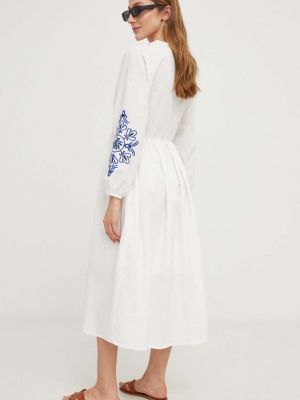 Bavlněné midi šaty Answear Lab bílé