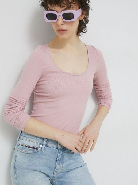 Блуза с дълъг ръкав Abercrombie & Fitch розово