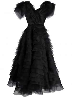 Czarna sukienka wieczorowa z falbankami Ana Radu