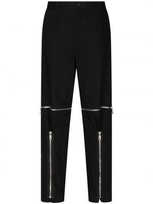 Ravne hlače z zadrgo Dolce & Gabbana črna