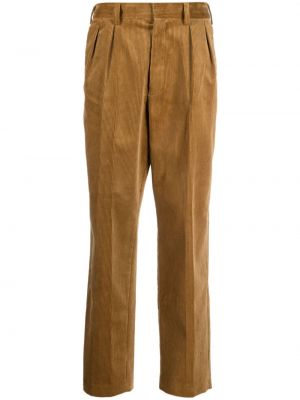 Plisirane ravne hlače iz rebrastega žameta Bally rjava