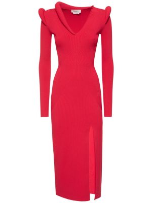 Sukienka z wiskozy Alexander Mcqueen czerwona