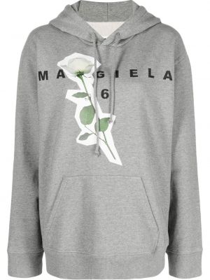 Суичър с качулка на цветя с принт Mm6 Maison Margiela сиво