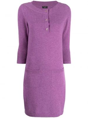 Pletené kašmírové šaty Chanel Pre-owned fialové