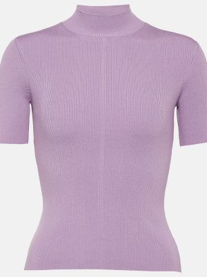 Svilen pulover Oscar De La Renta vijolična